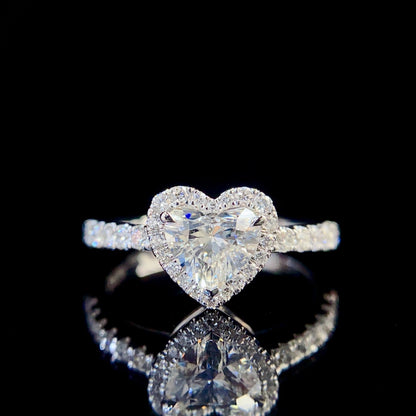 Heart Halo Lab Grown Diamond Engagement Ring in 14K White Gold