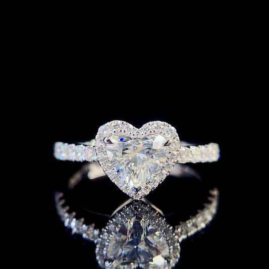 Heart Halo Lab Grown Diamond Engagement Ring in 14K White Gold