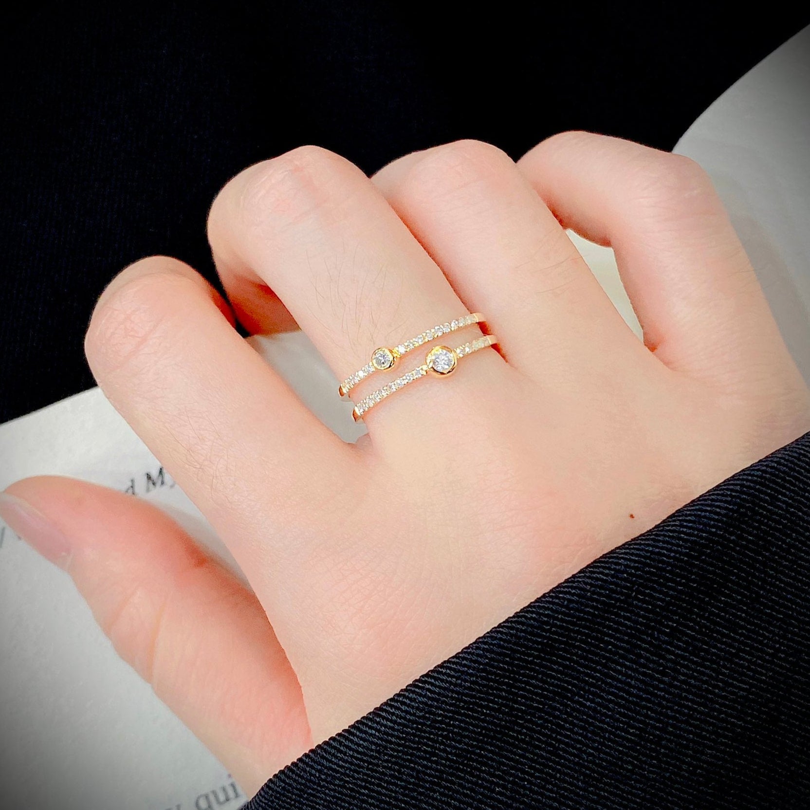 0.2 ctw Dainty Twist Sparkle Lab Grown Diamond Stack Ring in 14k Yellow Gold