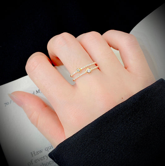 0.2 ctw Dainty Twist Sparkle Lab Grown Diamond Stack Ring in 14k Yellow Gold