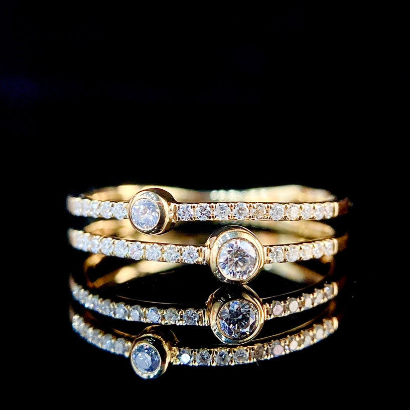0.2 ctw Dainty Twist Sparkle Lab Grown Diamond Stack Ring in 14k Yellow Gold