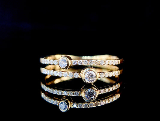 0.2 ctw Dainty Twist Sparkle Lab Grown Diamond Stack Ring in 14k Yellow Gold