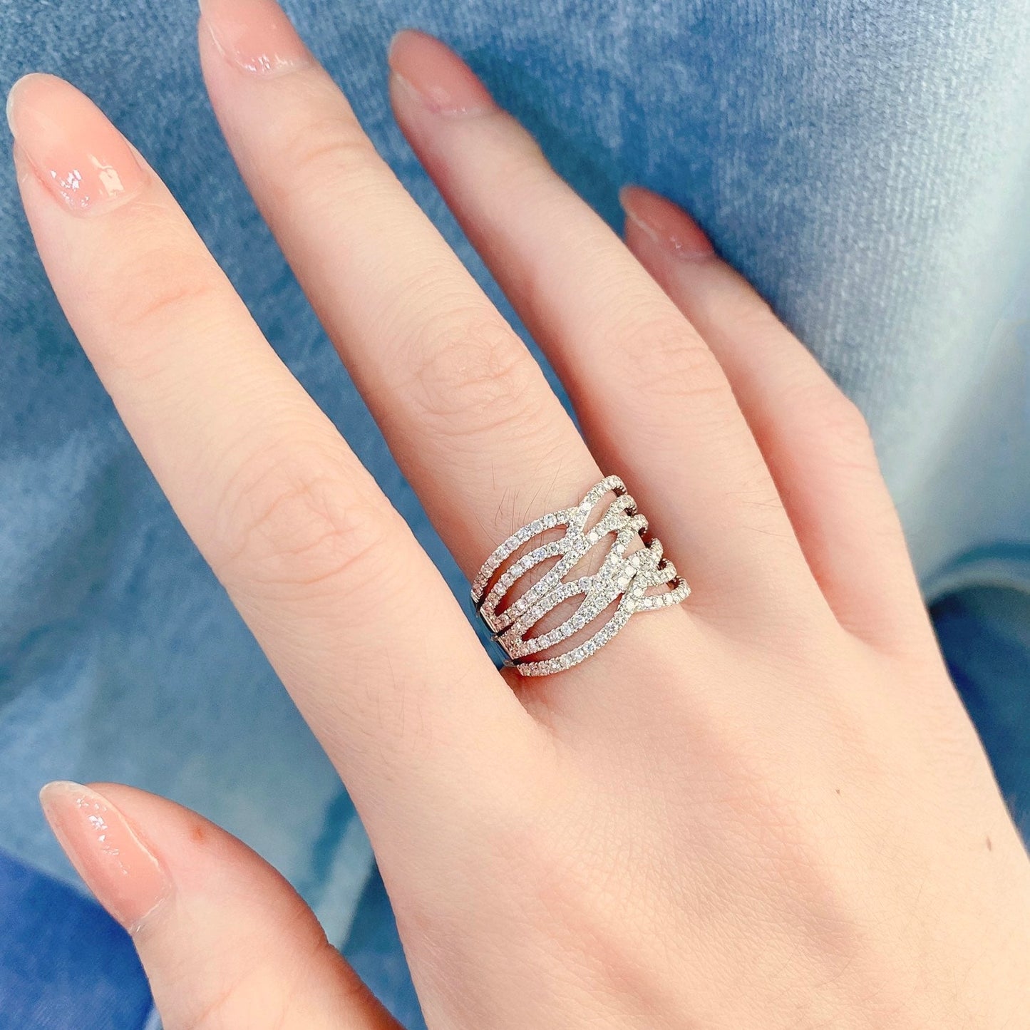 1ct Twisted Wave Lab Grown Diamond Eternity Ring in 14k White Gold