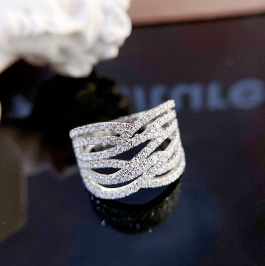 1ct Twisted Wave Lab Grown Diamond Eternity Ring in 14k White Gold