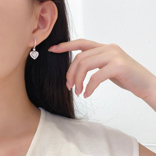 Sparkling Halo Heart Hoop Lab Grown Diamond Earrings(Pair)