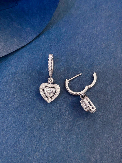 Sparkling Halo Heart Hoop Lab Grown Diamond Earrings(Pair)