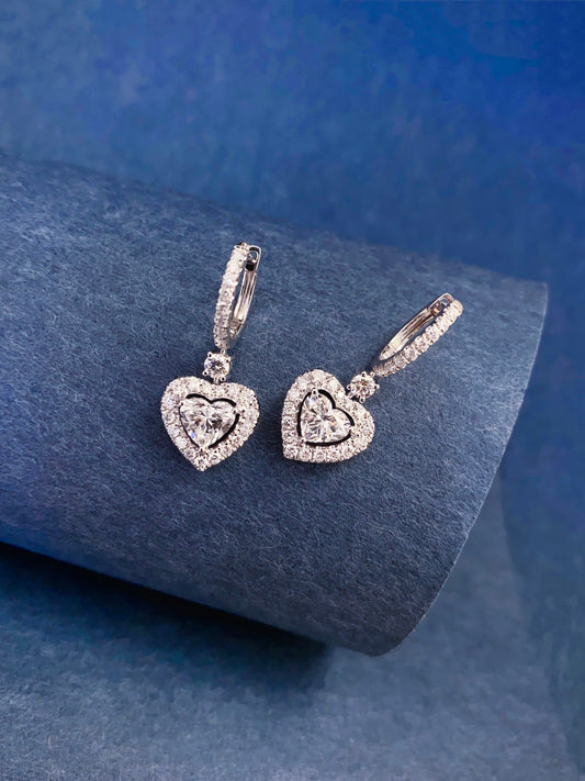 Sparkling Halo Heart Hoop Lab Grown Diamond Earrings(Pair)