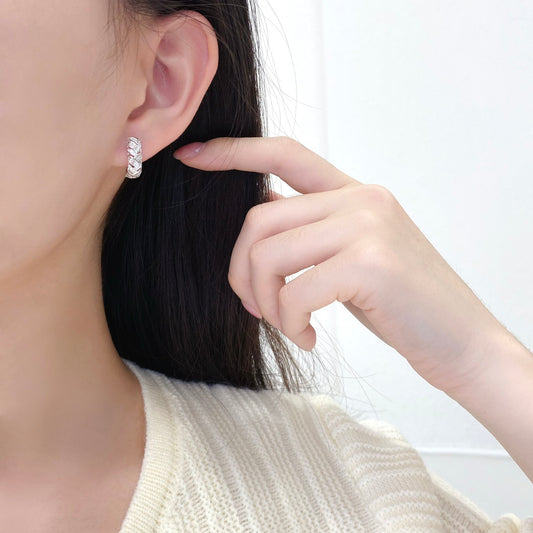 Baguette Braided Hoop Lab Grown Diamond Earrings (Pair)