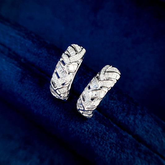 Baguette Braided Hoop Lab Grown Diamond Earrings (Pair)