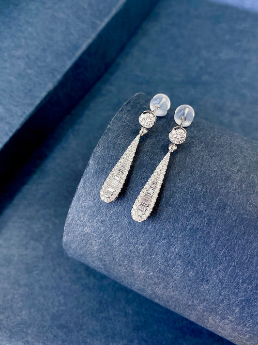 Baguette Lab Grown Diamond Teardrop Earrings (Pair)