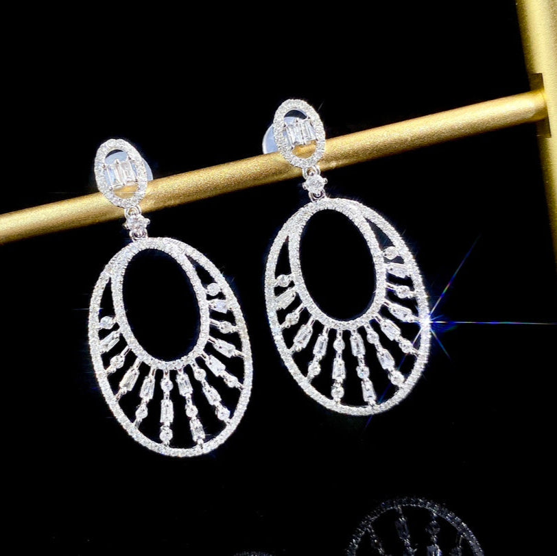 Vintage Oval Baguette Drop Earrings(Pair)