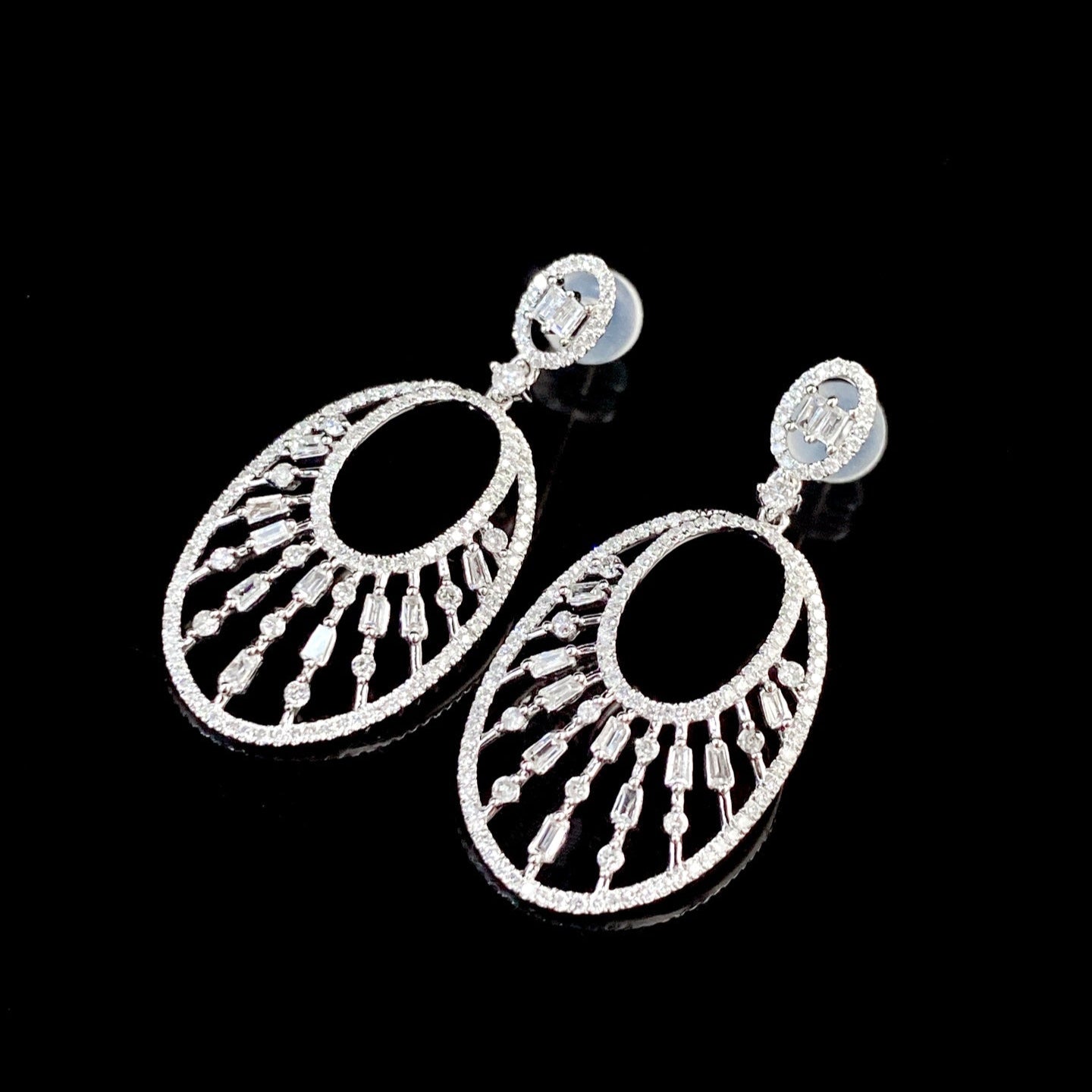 Vintage Oval Baguette Drop Earrings(Pair)