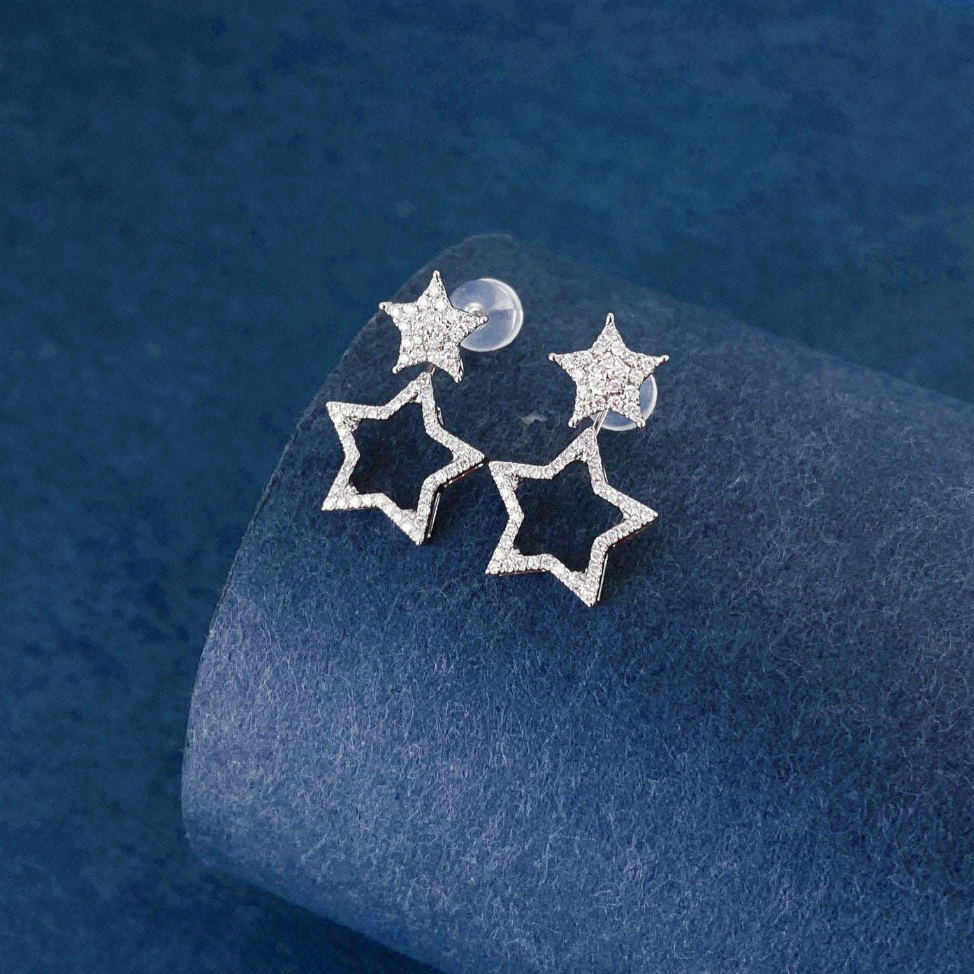Star Detachable Halo Lab Grown Diamond Earstuds(Pair) in 14k White Gold