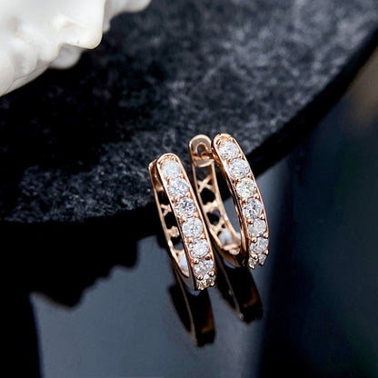 14K Gold Art Deco Round Lab Grown Diamond Earrings(Pair)