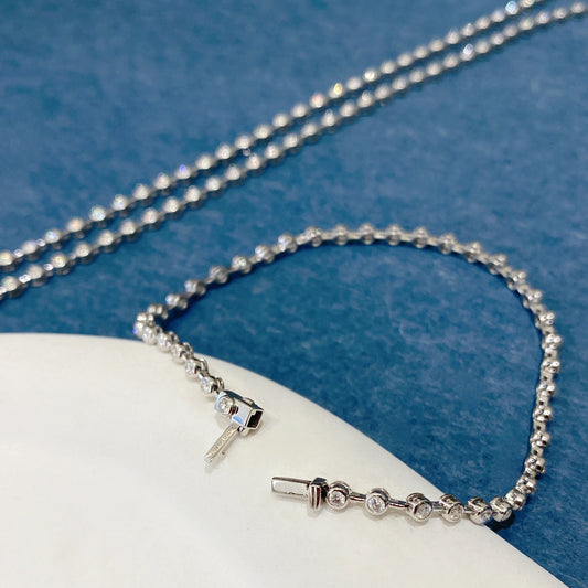 Bezel Set Lab Grown Diamond Tennis Bracelet 6-7.5 Inch in 14k White Gold