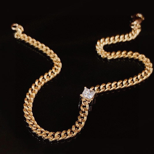 3/10 ctw Princess Cut Lab Grown Diamond Cuban Bracelet in 14k Yellow Gold