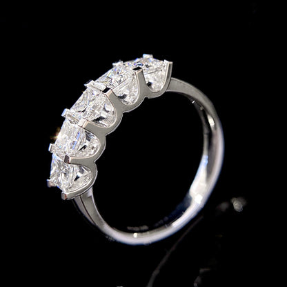 1 1/2 ctw 5 Stone Princess Cut Half Eternity Diamond Ring in 14k White Gold