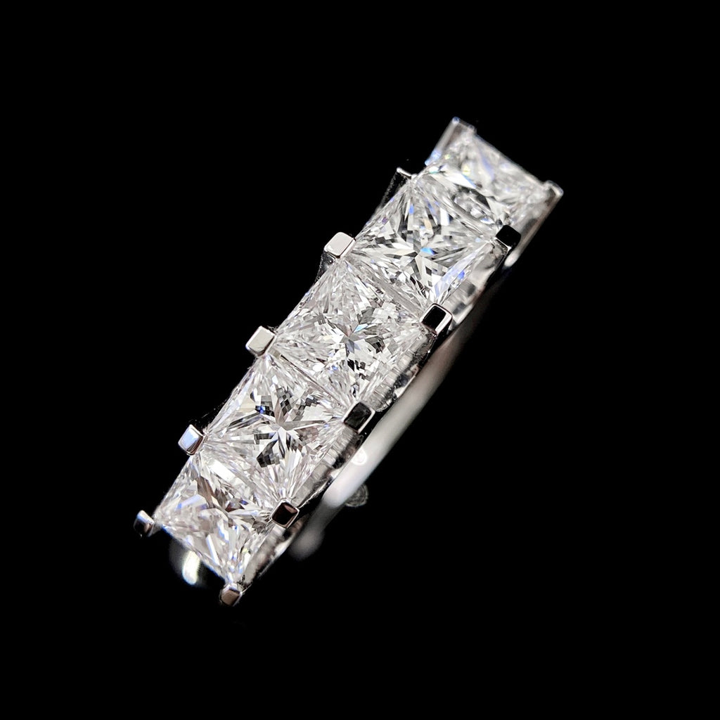 1 1/2 ctw 5 Stone Princess Cut Half Eternity Diamond Ring in 14k White Gold