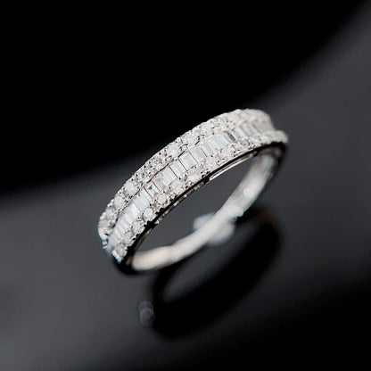 0.4ctw Baguette & Round Lab Grown Diamond Half Eternity Band in 14k White Gold