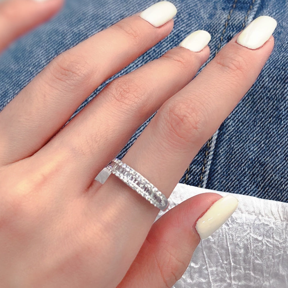 0.4ctw Baguette & Round Lab Grown Diamond Half Eternity Band in 14k White Gold