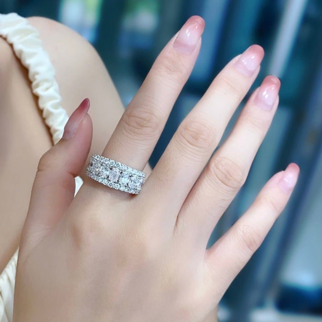 Oval Lab Grown Diamond Half Eternity Band in 14k White Gold