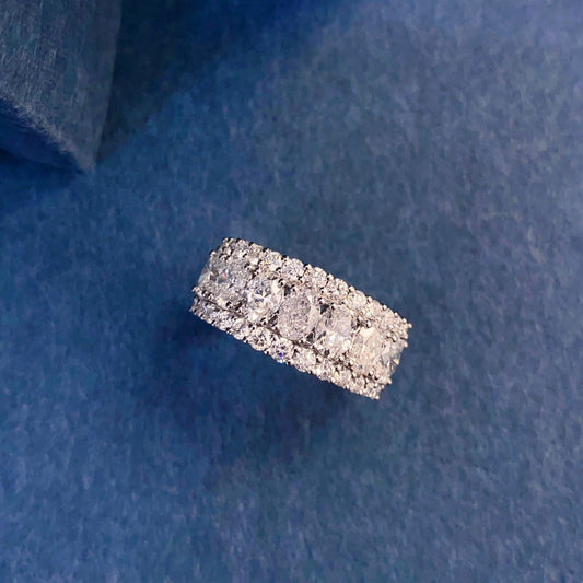 Oval Lab Grown Diamond Half Eternity Band in 14k White Gold
