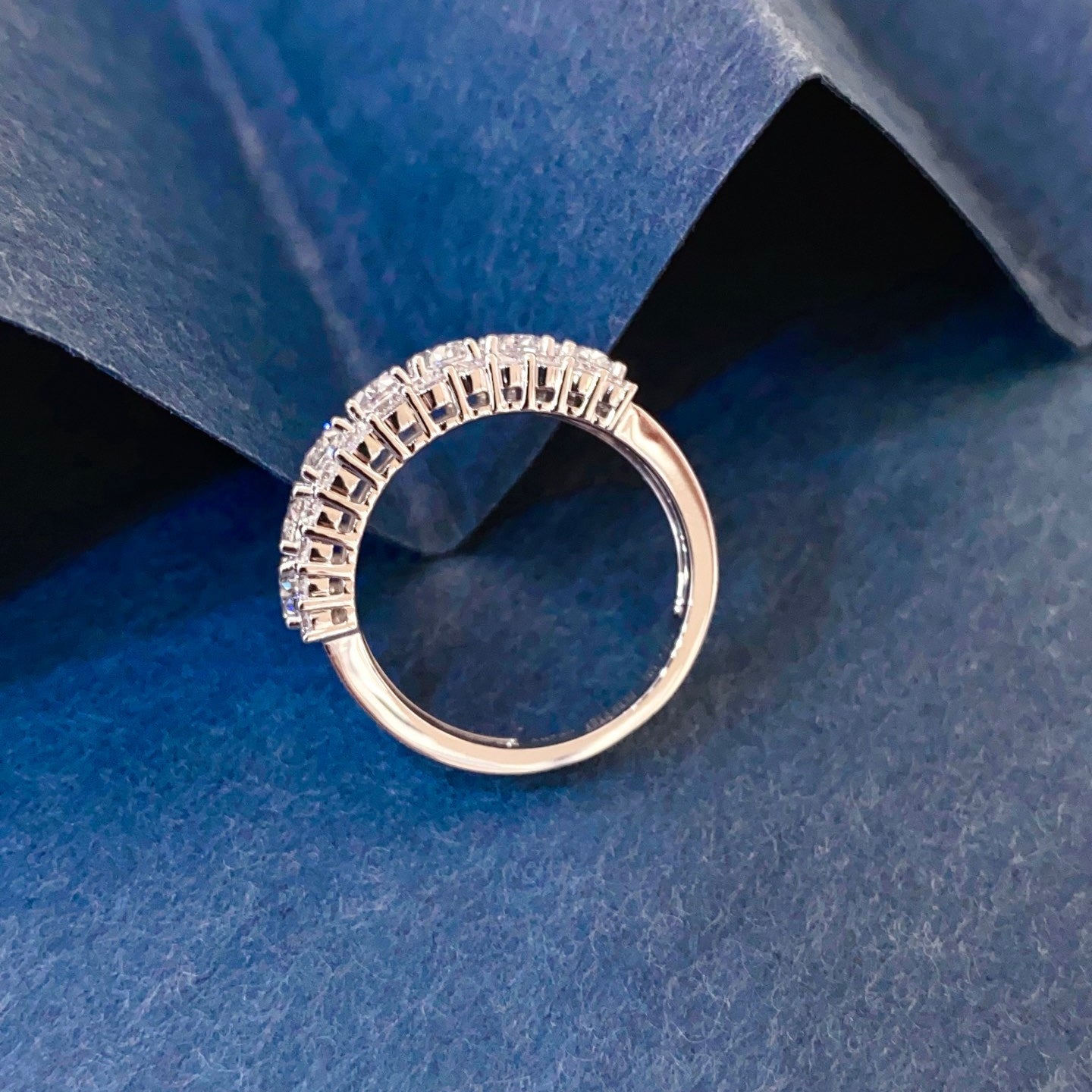 Oval Lab Grown Diamond Half Eternity Band in 14k White Gold