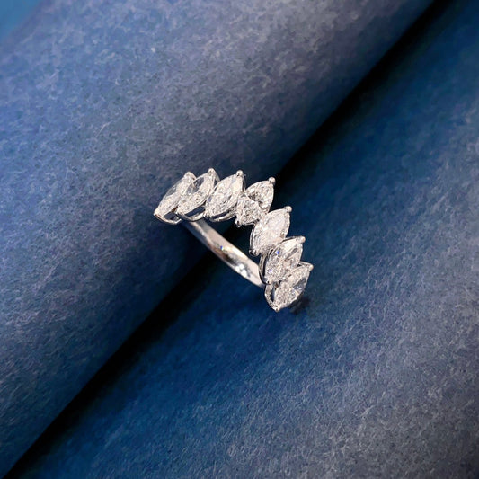 1.81 ctw V Shaped Marquise Lab Grown Diamond Eternity Band in 14k White Gold