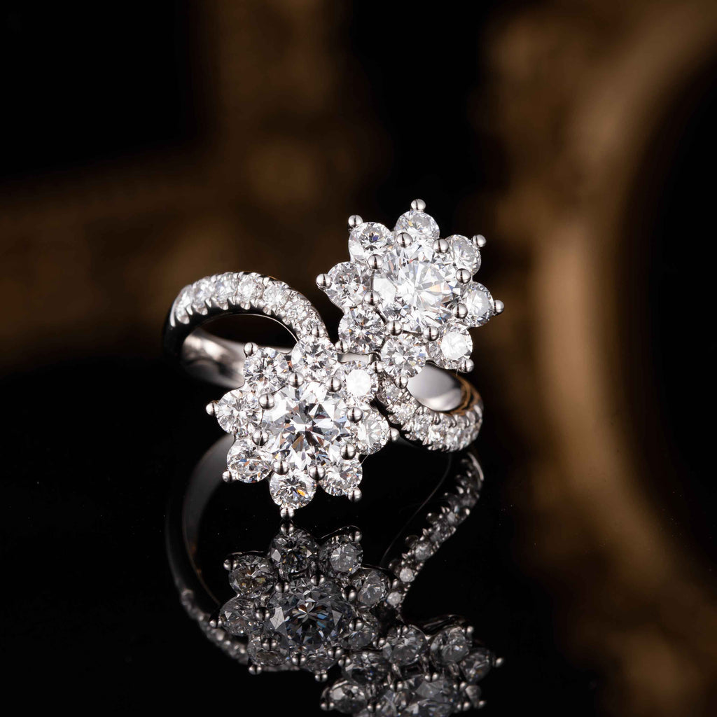 2.5 ct.tw  Twin Blossom Lab Grown Diamond Engagement Ring in 14k White Gold