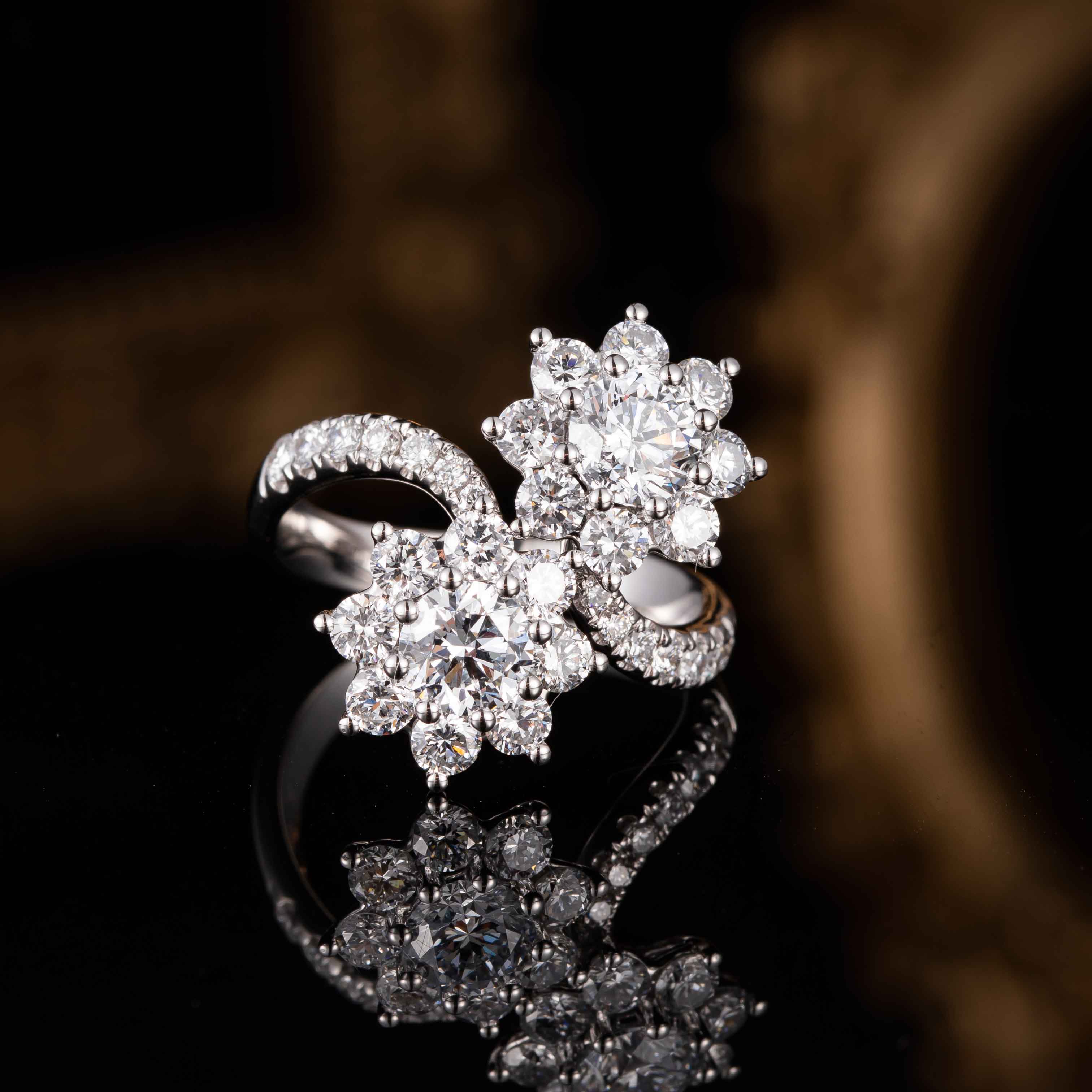 2.5 ct.tw  Twin Blossom Lab Grown Diamond Engagement Ring in 14k White Gold