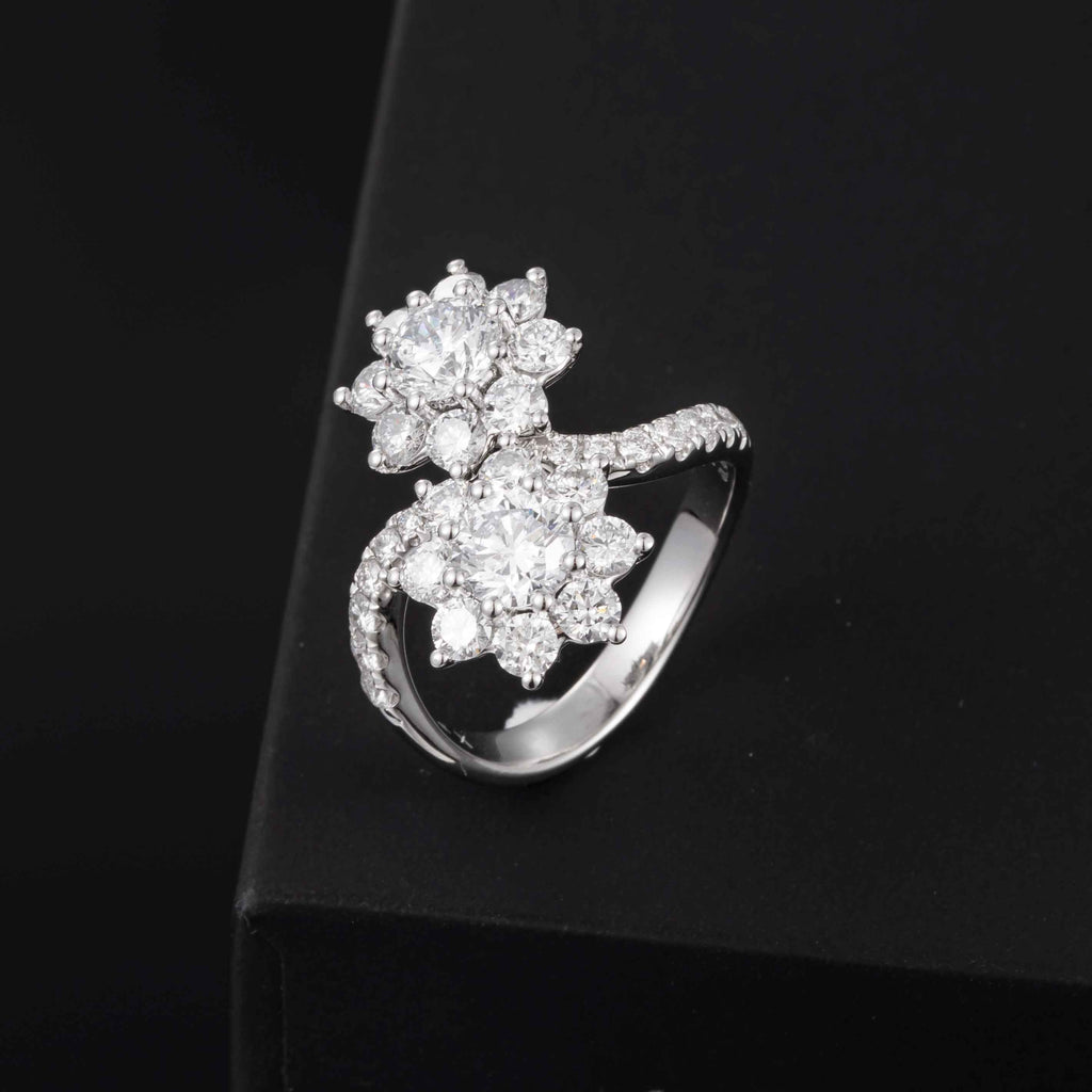 2.5 ct.tw  Twin Blossom Lab Grown Diamond Engagement Ring in 14k White Gold