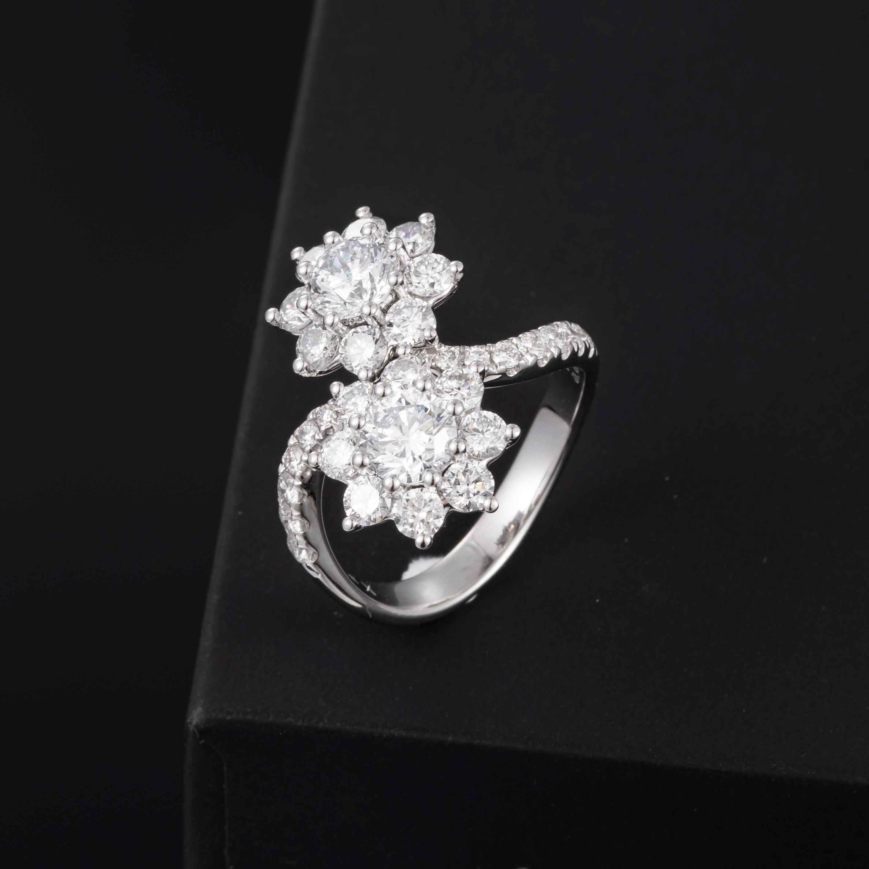 2.5 ct.tw  Twin Blossom Lab Grown Diamond Engagement Ring in 14k White Gold