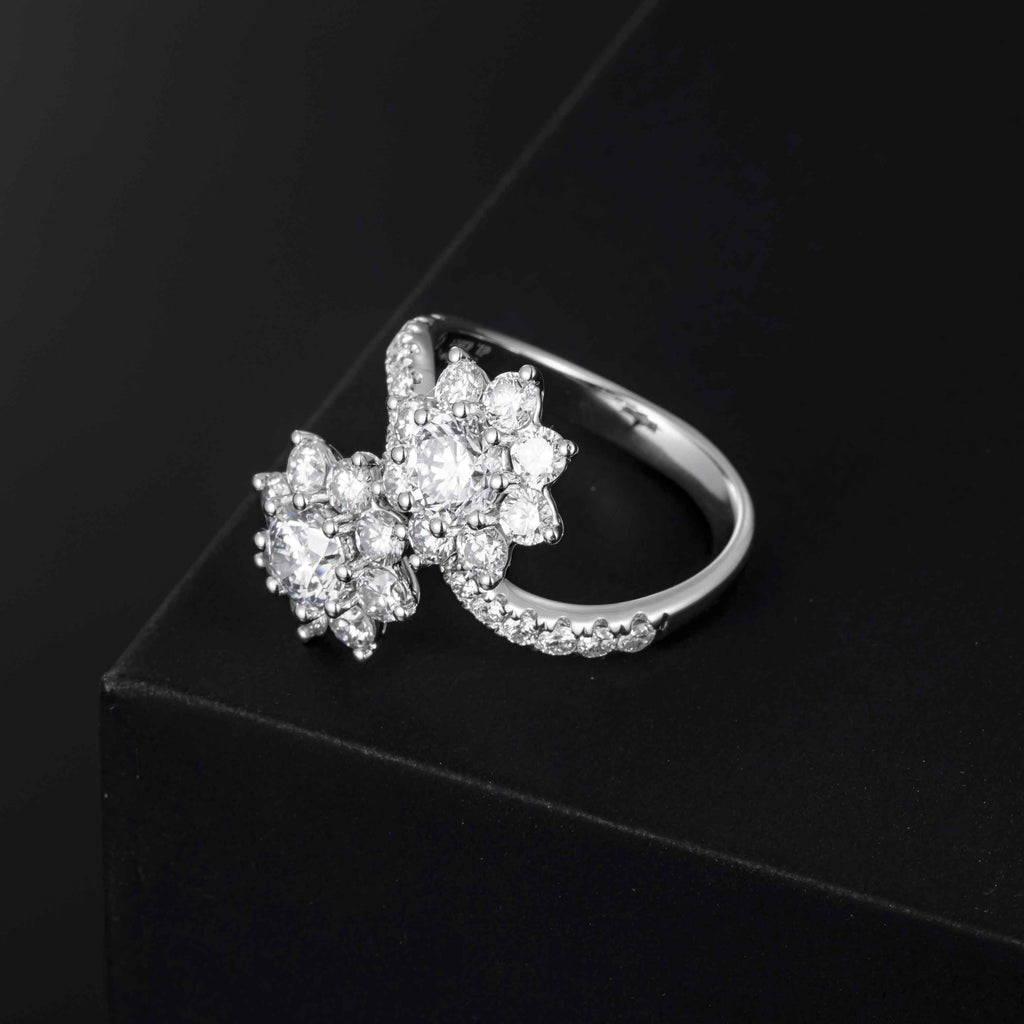 2.5 ct.tw  Twin Blossom Lab Grown Diamond Engagement Ring in 14k White Gold