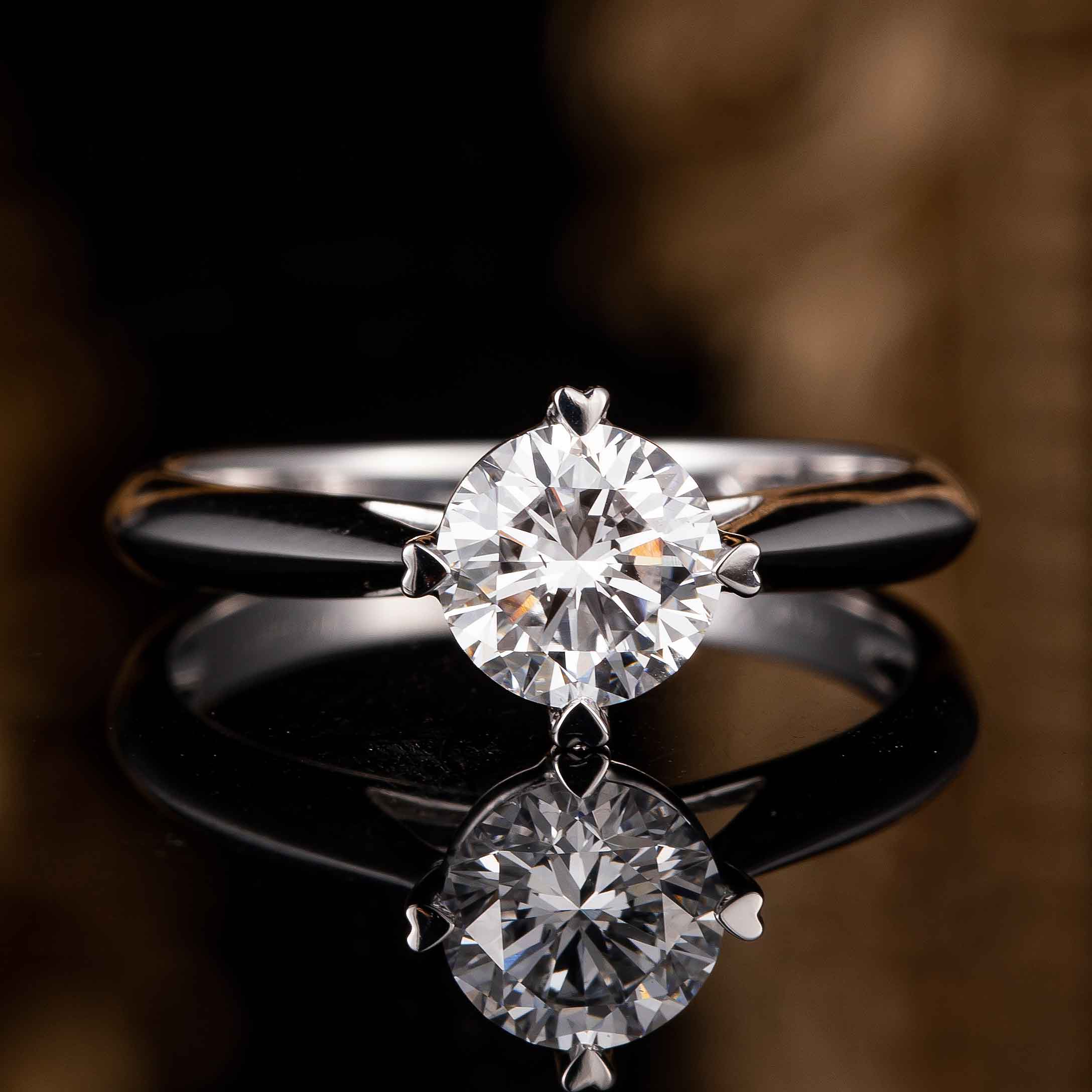 1ct Round 4 Prong Solitaire Lab Grown Diamond Engagement Ring in 14K White Gold