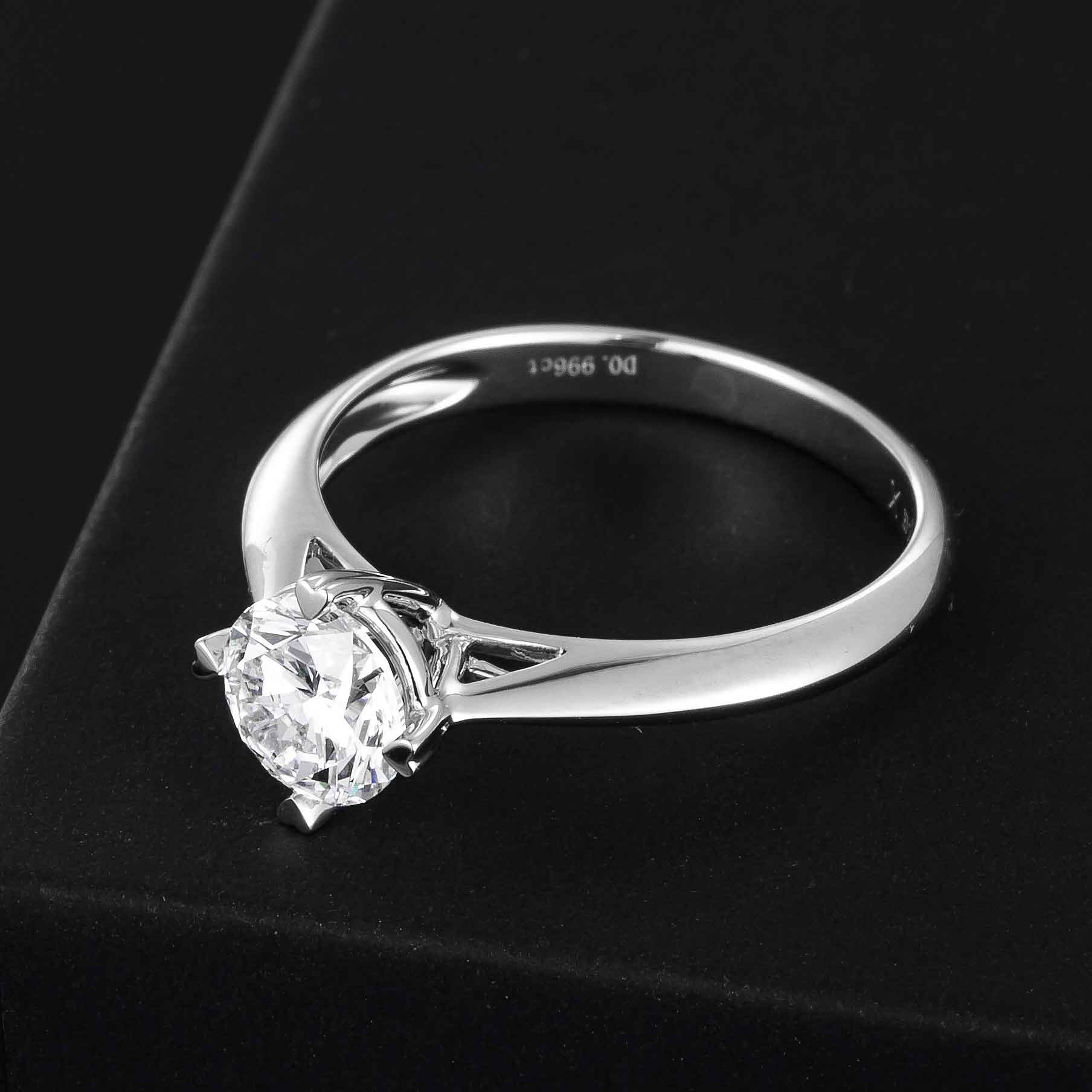 1ct Round 4 Prong Solitaire Lab Grown Diamond Engagement Ring in 14K White Gold