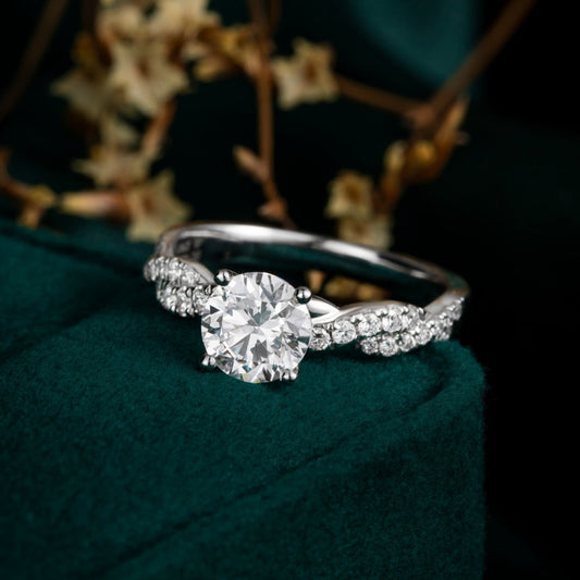 Classic Round Twisted Vine Diamond Engagement Ring in Platinum