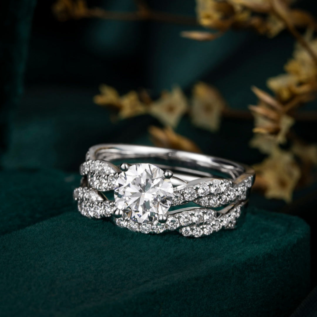 Classic Round Twisted Vine Diamond Engagement Ring in Platinum