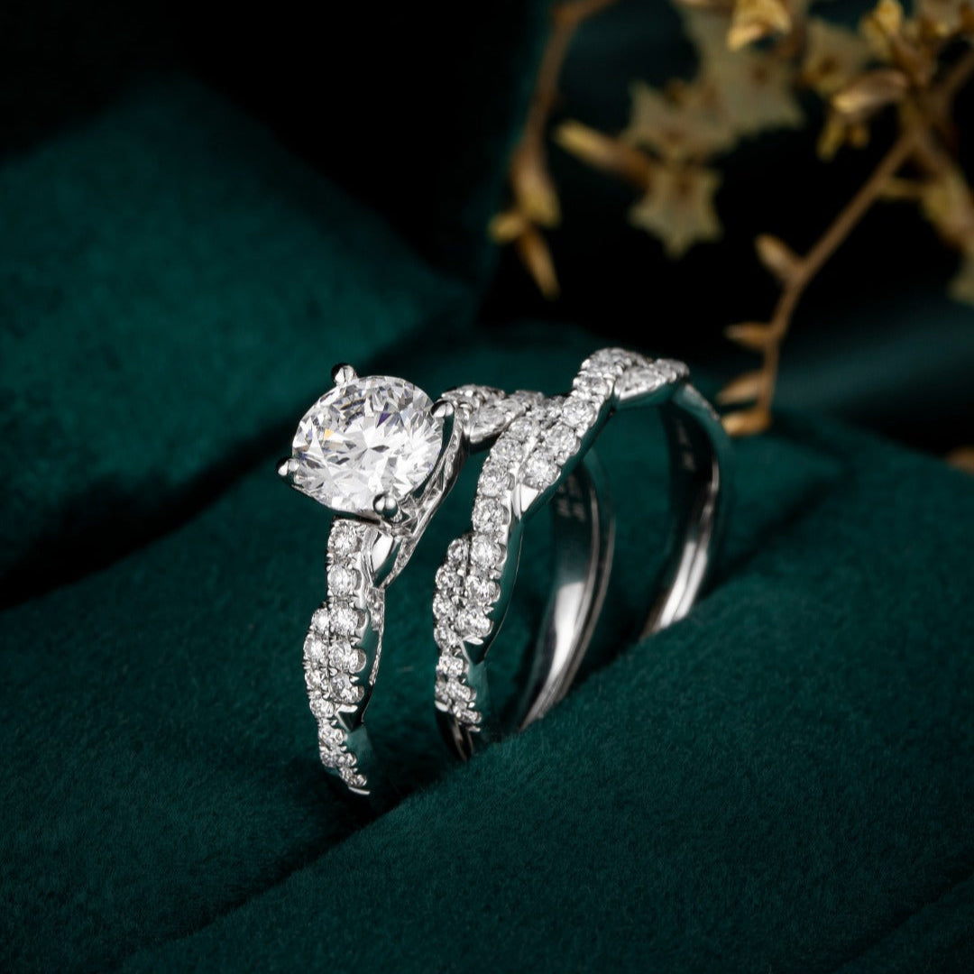 Classic Round Twisted Vine Diamond Engagement Ring in Platinum