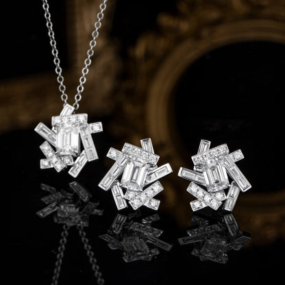 1 1/2 ctwEmerald Lab Grown Diamond Earstuds (Pair) in 14k White Gold