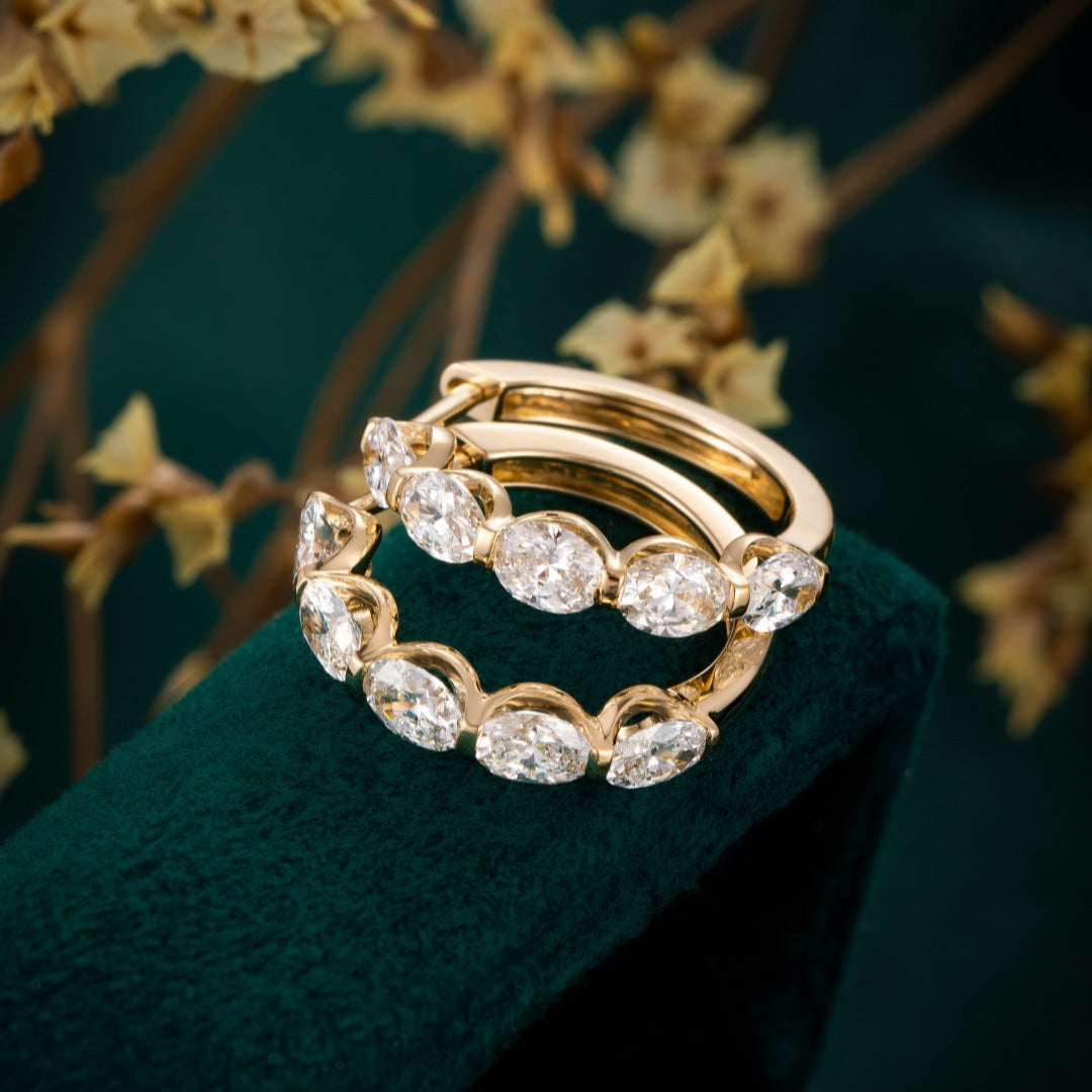 1.42ctw Oval Lab Grown Diamonds Hoop Earrings in 14k Yellow Gold
