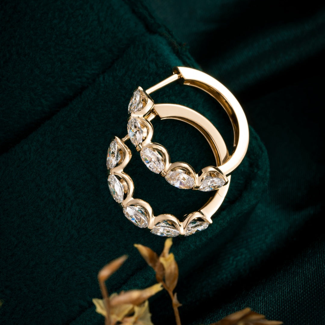 1.42ctw Oval Lab Grown Diamonds Hoop Earrings in 14k Yellow Gold