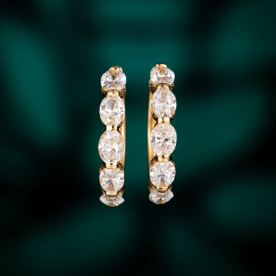 1.42ctw Oval Lab Grown Diamonds Hoop Earrings in 14k Yellow Gold