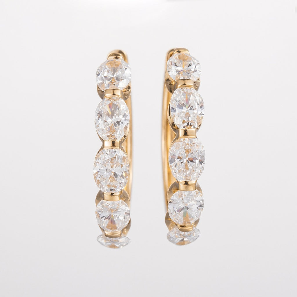 1.42ctw Oval Lab Grown Diamonds Hoop Earrings in 14k Yellow Gold
