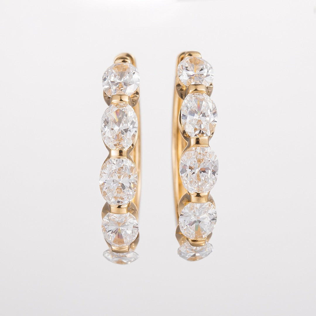 1.42ctw Oval Lab Grown Diamonds Hoop Earrings in 14k Yellow Gold