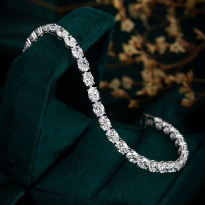 9 ct.tw  Horizontal Oval Lab Grown Diamond Tennis Bracelet 6-7.5 Inch in 14k White Gold