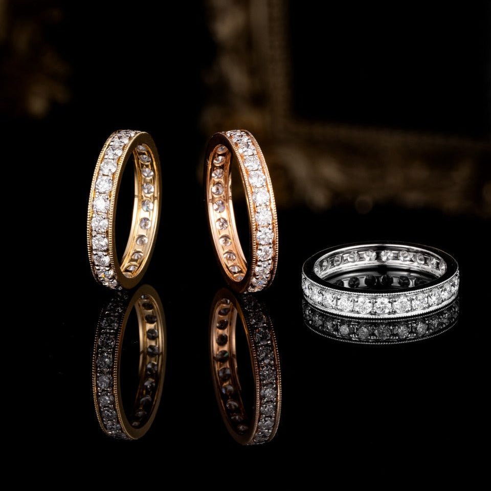Full Eternity Round Diamond Ring 14K White Gold