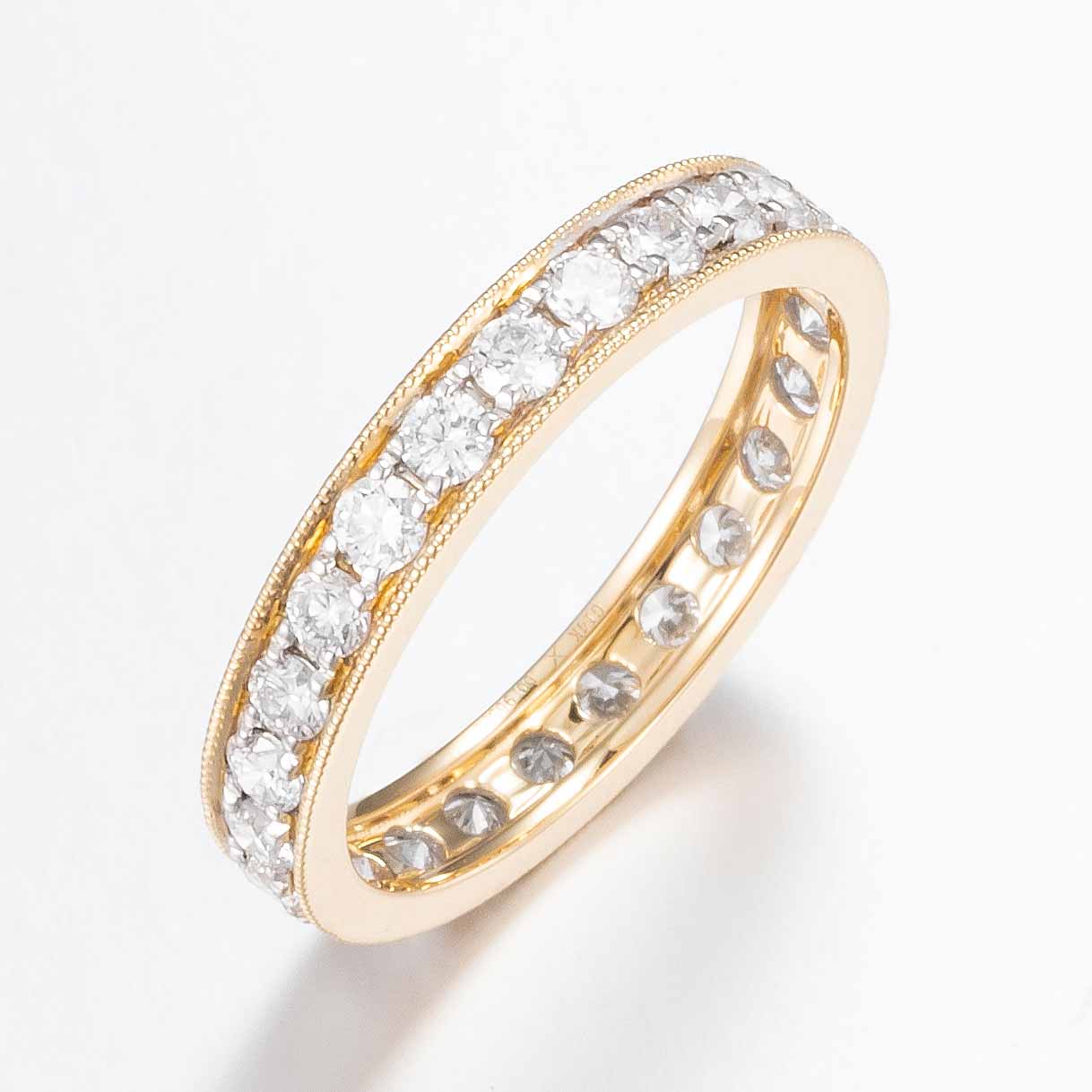 Full Eternity Round Diamond Ring 14K yellow Gold