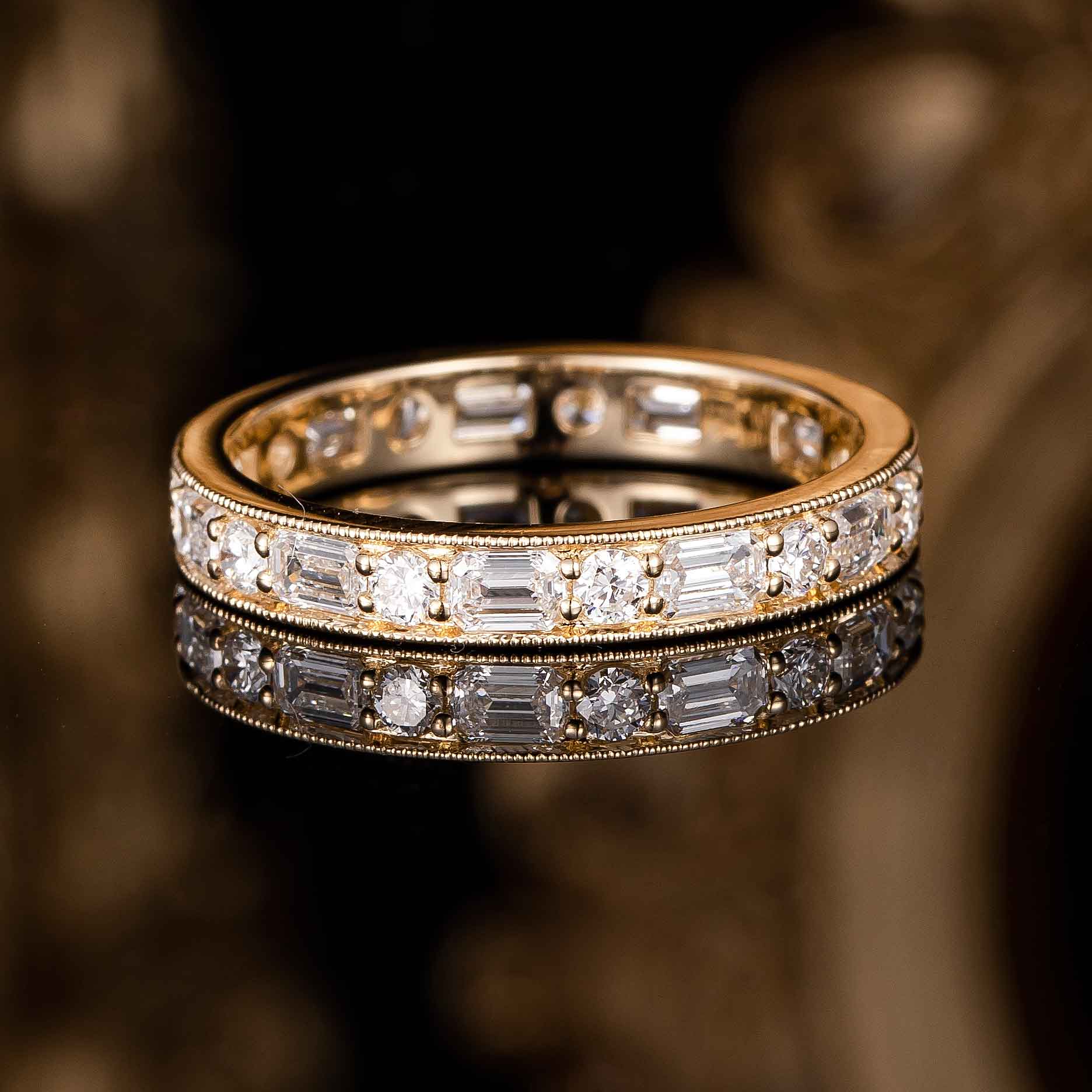 1.339 ctw Baguette & Round Lab Grown Diamond Full Eternity Ring in 14k Yellow Gold