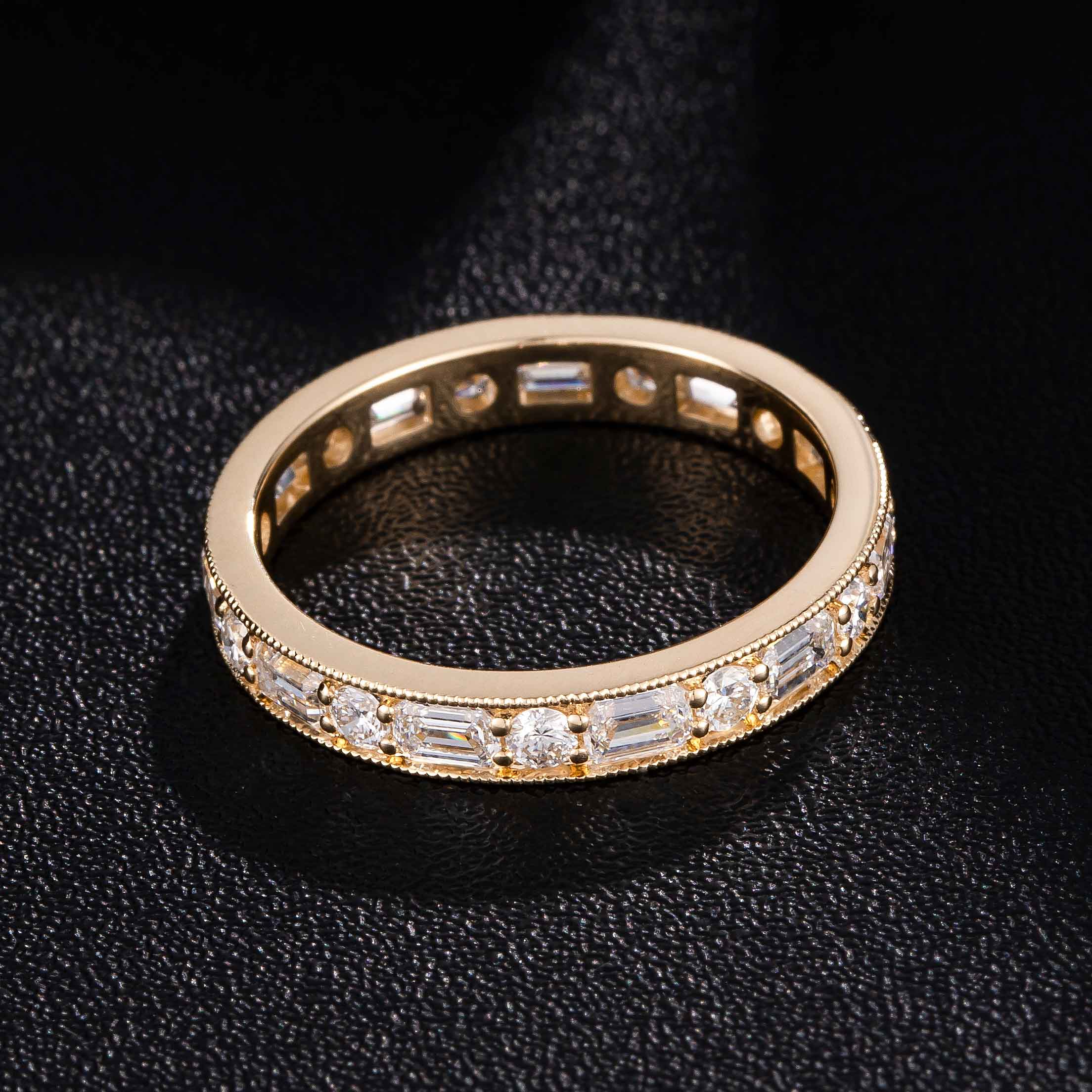 1.339 ctw Baguette & Round Lab Grown Diamond Full Eternity Ring in 14k Yellow Gold