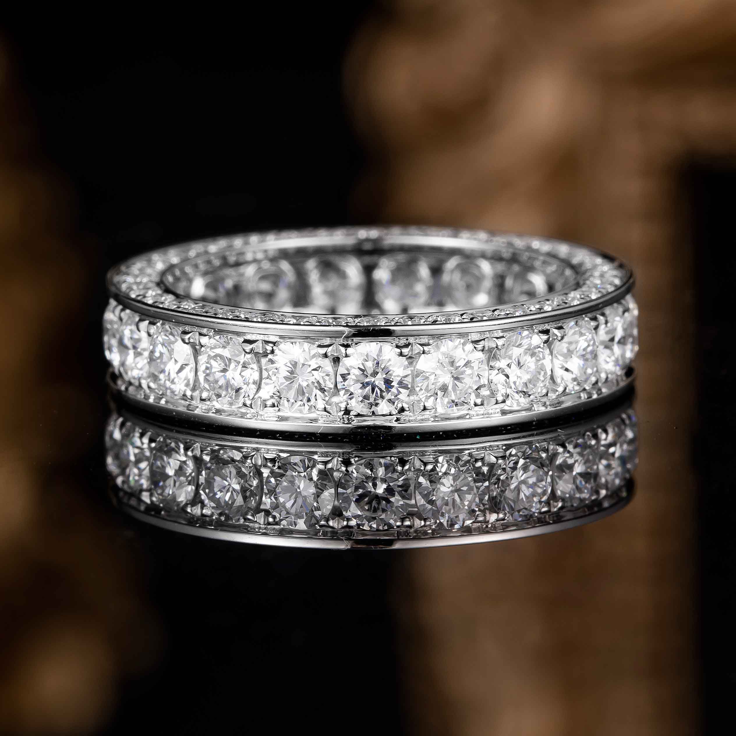 2.62ctw Round 3 Pave Diamond Lab Grown Diamond Eternity Ring in 14k White Gold